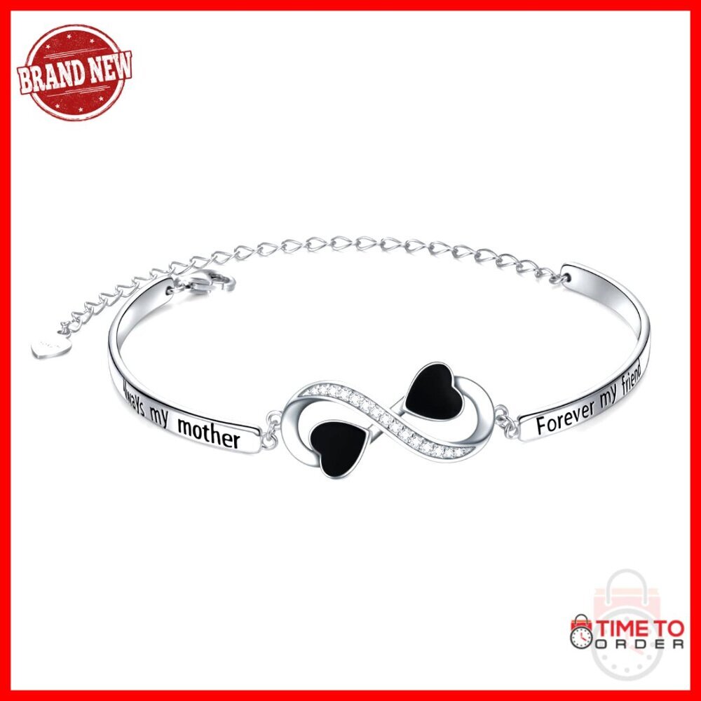 Sterling Silver Infinity Bracelet Adjustable Bangle Engraved Love Message